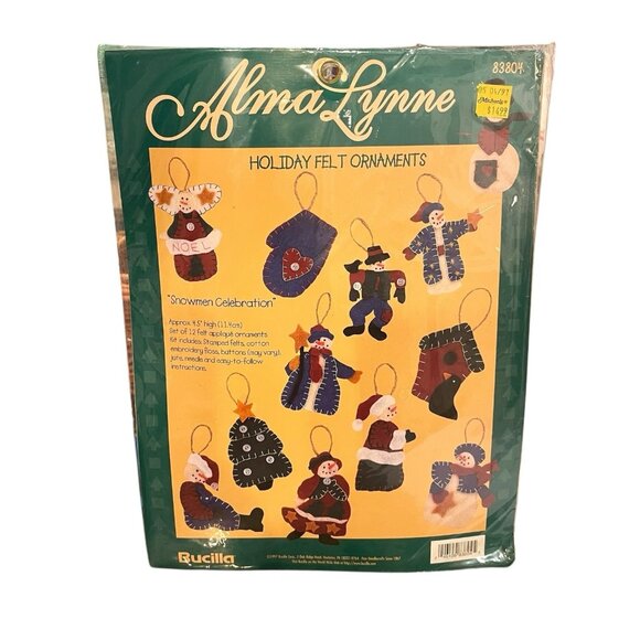 Bucilla Alma Lynne 83804 Snowmen Celebration Holiday Felt Ornaments Kit NEW - Picture 1 of 3